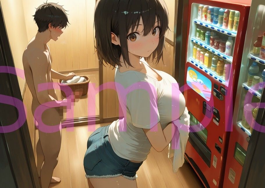 【CFNM】薄着で男風呂を掃除するムッツリ女子大生は無防備な男に興味が止まらない1 - サンプル画像 2