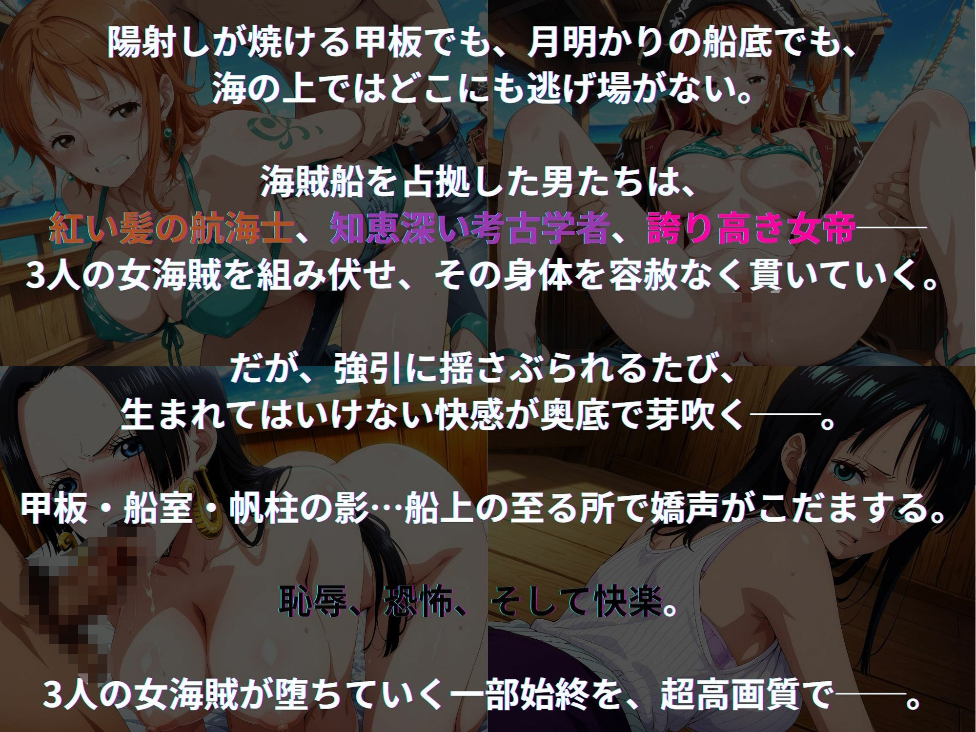船上で犯●れる3人の女海賊たち ◯NE PIECE〜海賊船編〜 - サンプル画像 1