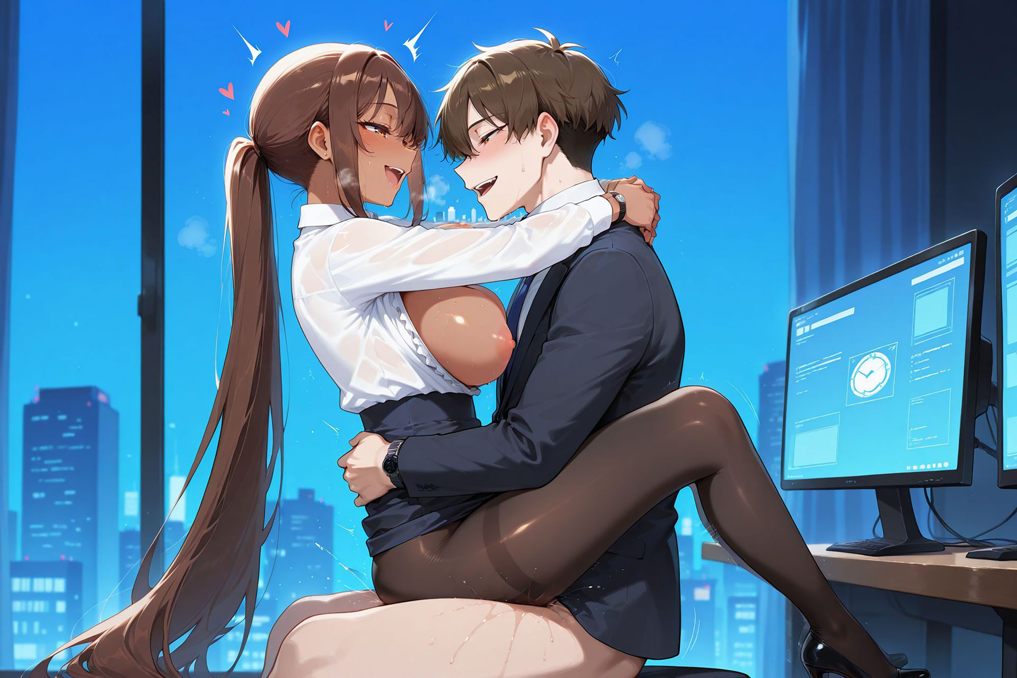 爆乳ギャルと中出し性生活！黒ギャルOL編  vol.1〜仕事の合間に社内で感じる濃厚中出し〜 ［CG421枚］［4Kイラスト］ - サンプル画像 6