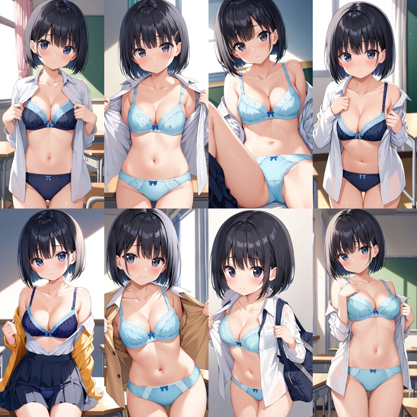 教室で脱ぎだす同級生-ボブ編-【500枚】 - サンプル画像 3
