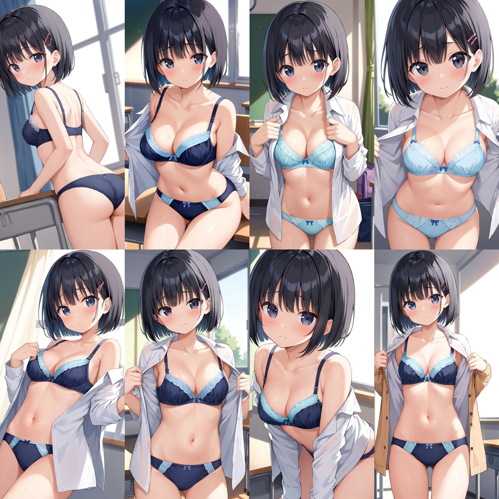 教室で脱ぎだす同級生-ボブ編-【500枚】 - サンプル画像 8