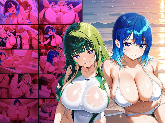 爆乳青髪アイドルと緑髪モデルがカメラマンと孕ませ撮影【4K】 - サンプル画像 1