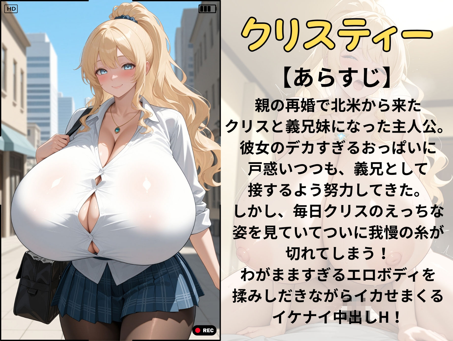 米国産爆乳義妹と生ハメ濃厚セックス - サンプル画像 1