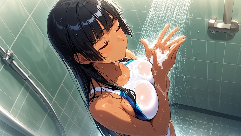 巨乳褐色スク水姉妹が水泳部顧問と濡れ透け孕ませ交尾【4K】 - サンプル画像 6