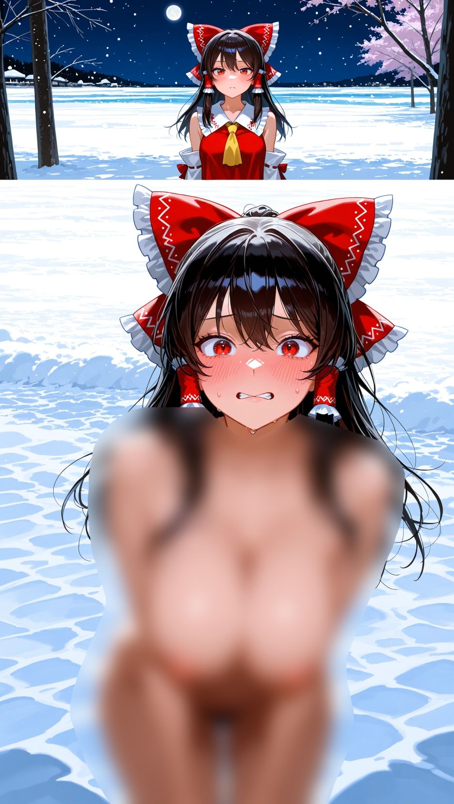 霊夢ちゃんのえっちな写真集vol.13〜春の雪の夜の海編〜 - サンプル画像 2