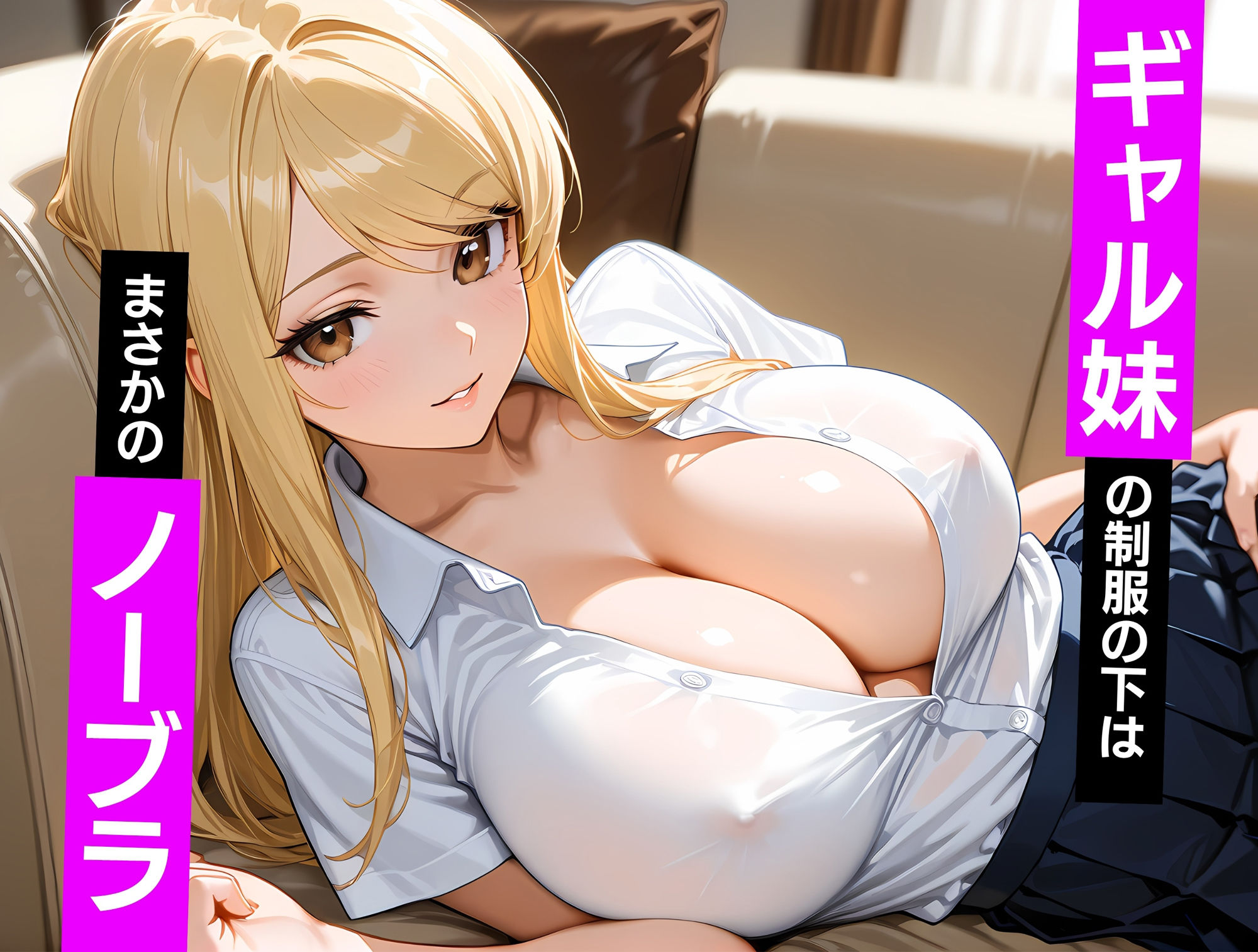 巨乳ギャル妹スケスケノーブラ誘惑 - サンプル画像 1