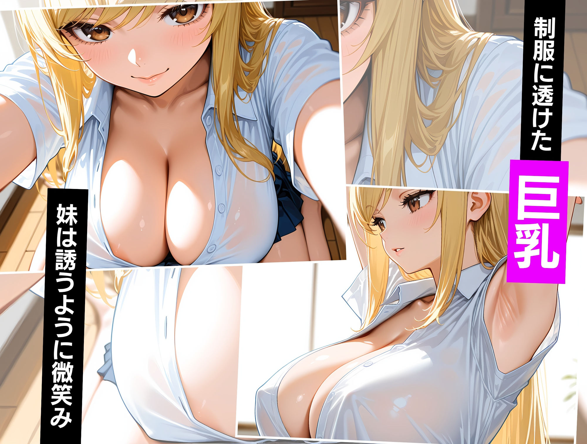 巨乳ギャル妹スケスケノーブラ誘惑 - サンプル画像 2