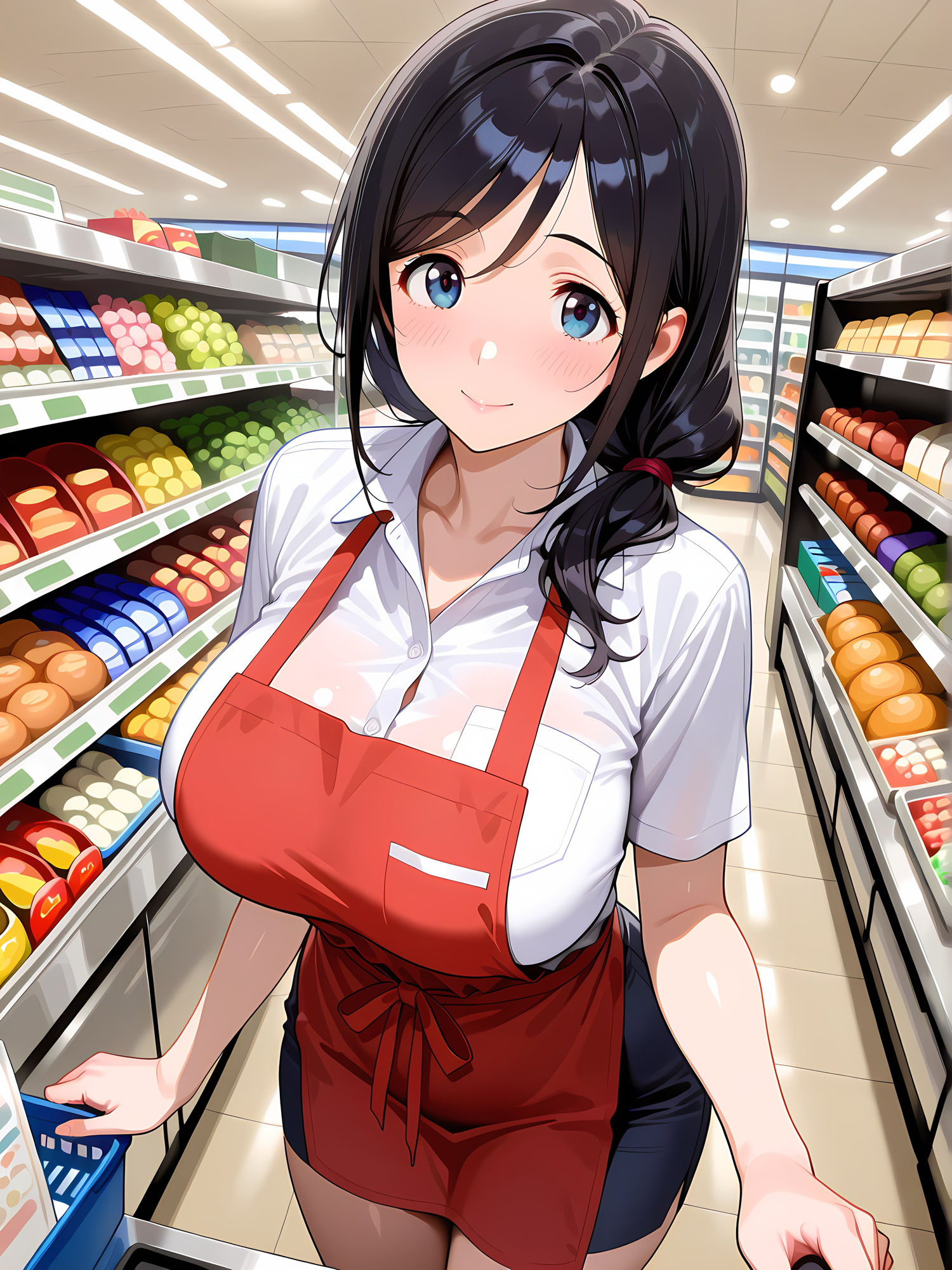 スーパー店員のお姉さんとイチャイチャ - サンプル画像 1