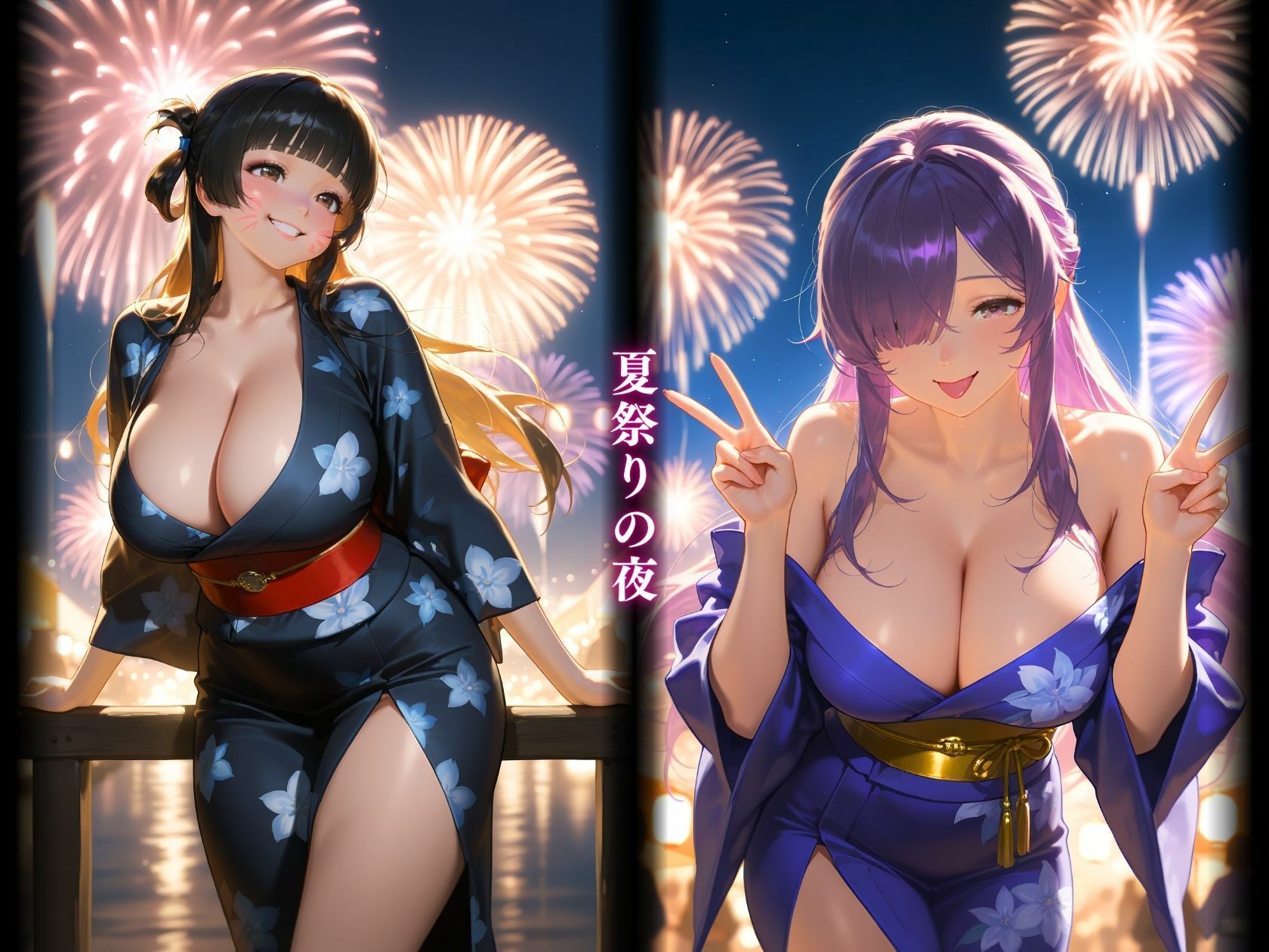夏祭りの華浴衣巨乳美女 - サンプル画像 1
