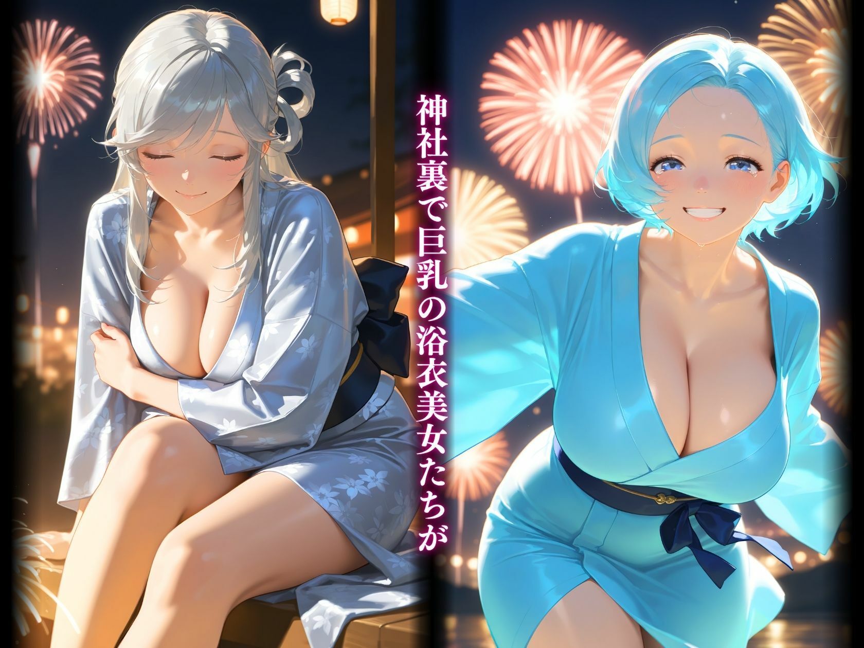 夏祭りの華浴衣巨乳美女 - サンプル画像 2