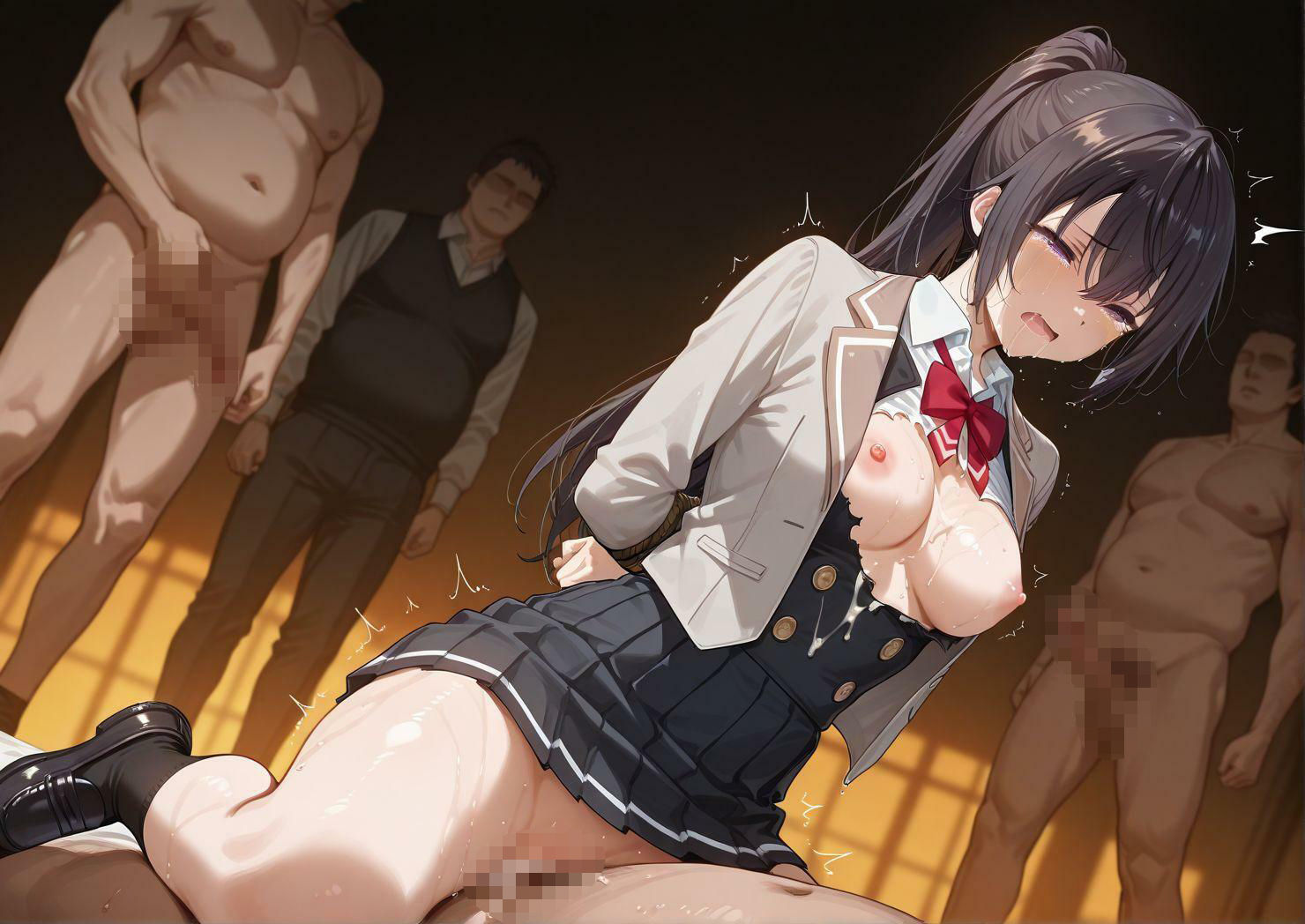 制服少女を狙った欲情変態教師の課外授業！お嬢様の未熟な膣に強引な連続注入 - サンプル画像 5