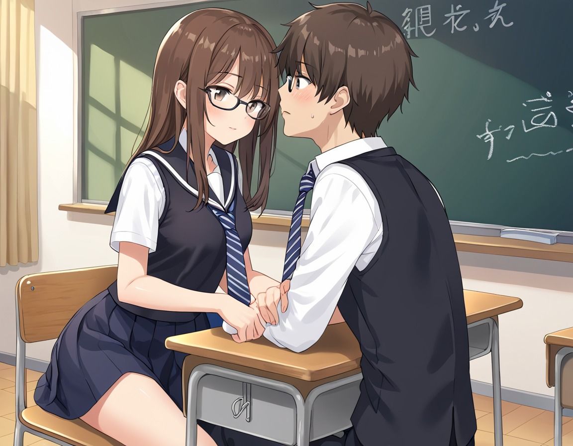 教師を誘惑するヌーブラ女子校生 - サンプル画像 1