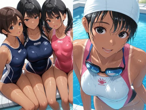 競泳水着の彼女【黒髪美少女編】 - サンプル画像 3