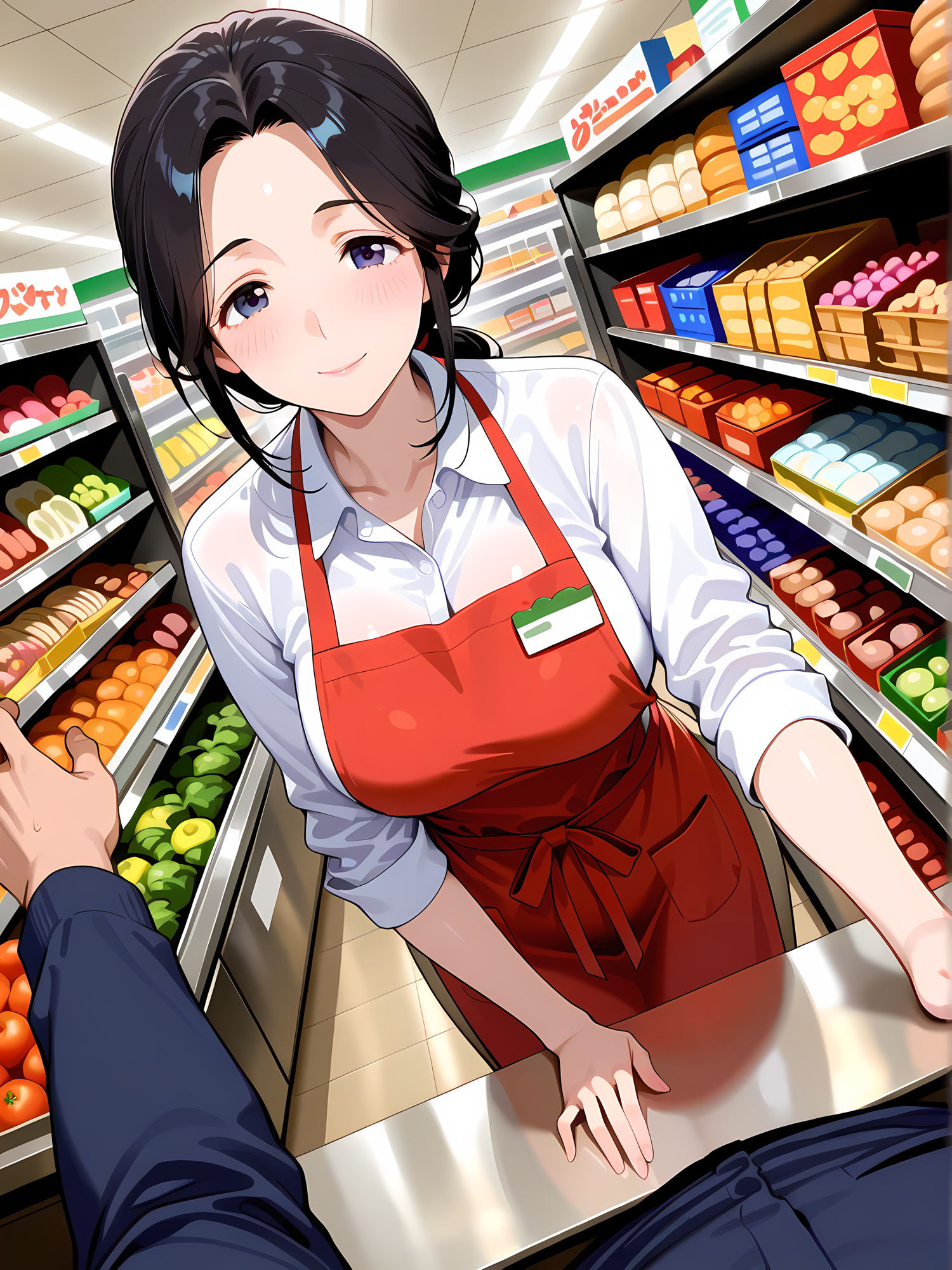 スーパー店員のお姉さんとイチャイチャ2 - サンプル画像 1