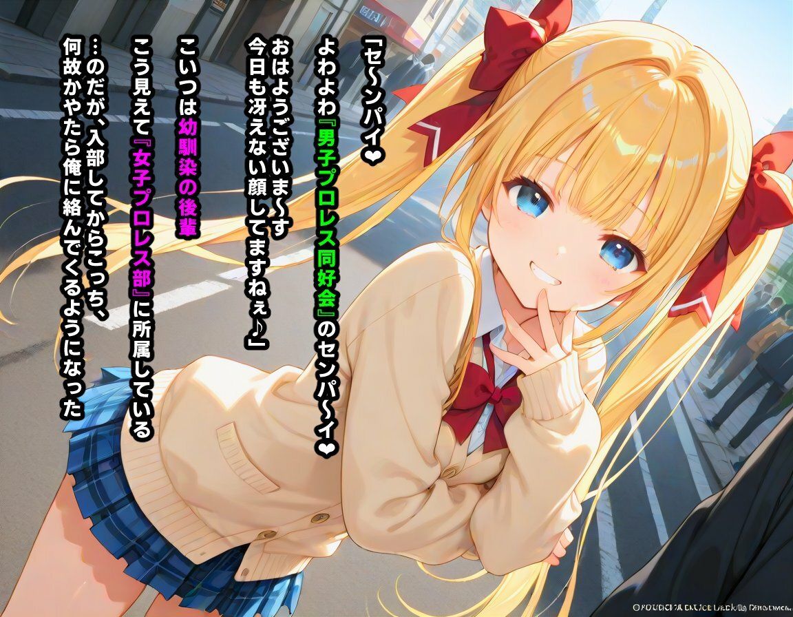 AI敗北少女CG集vol.16 強豪女子プロレス部に所属している金髪ツインテ後輩ちゃんが、弱いくせにメス〇キムーブで煽ってきたので俺たち男子プロレス同好会の総力をもってわからせる必要がある - サンプル画像 1