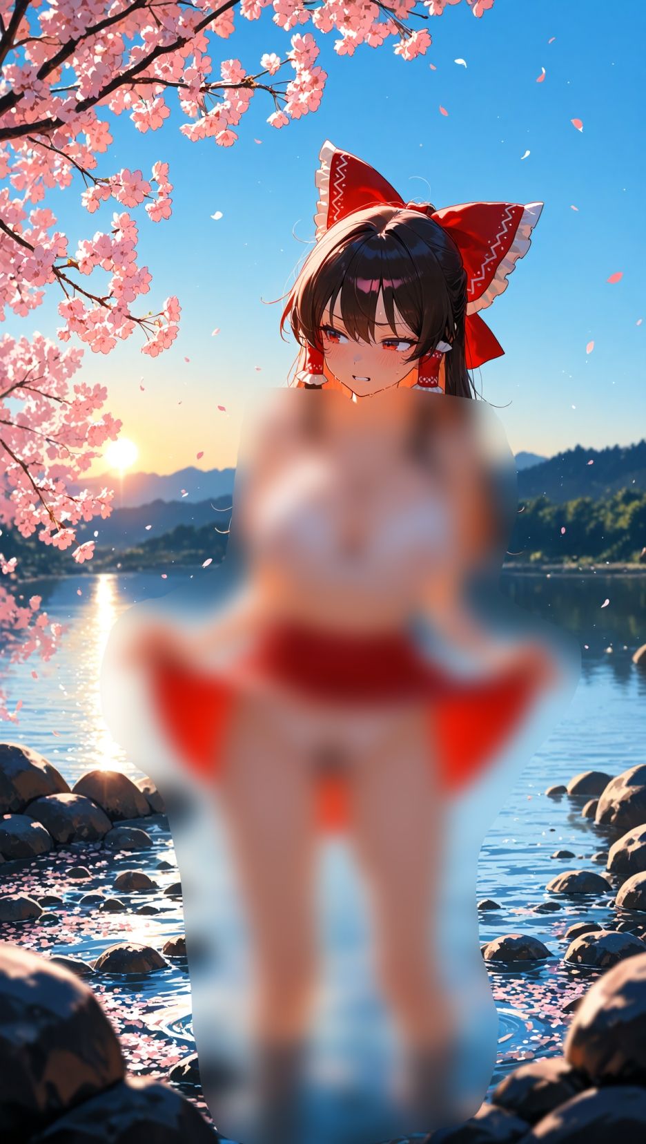 霊夢ちゃんのえっちな写真集vol.18〜春の雨の朝の川編〜 - サンプル画像 5