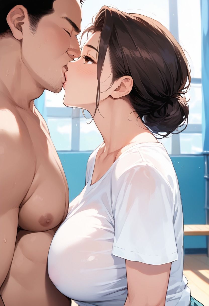 人妻教師が放課後の教室で背徳種付け - サンプル画像 1