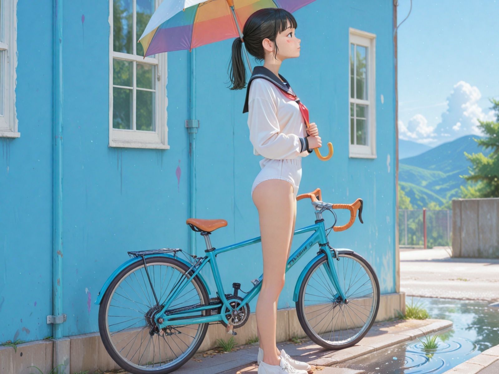 自転車女子校生 食い込み パンチラ - サンプル画像 2
