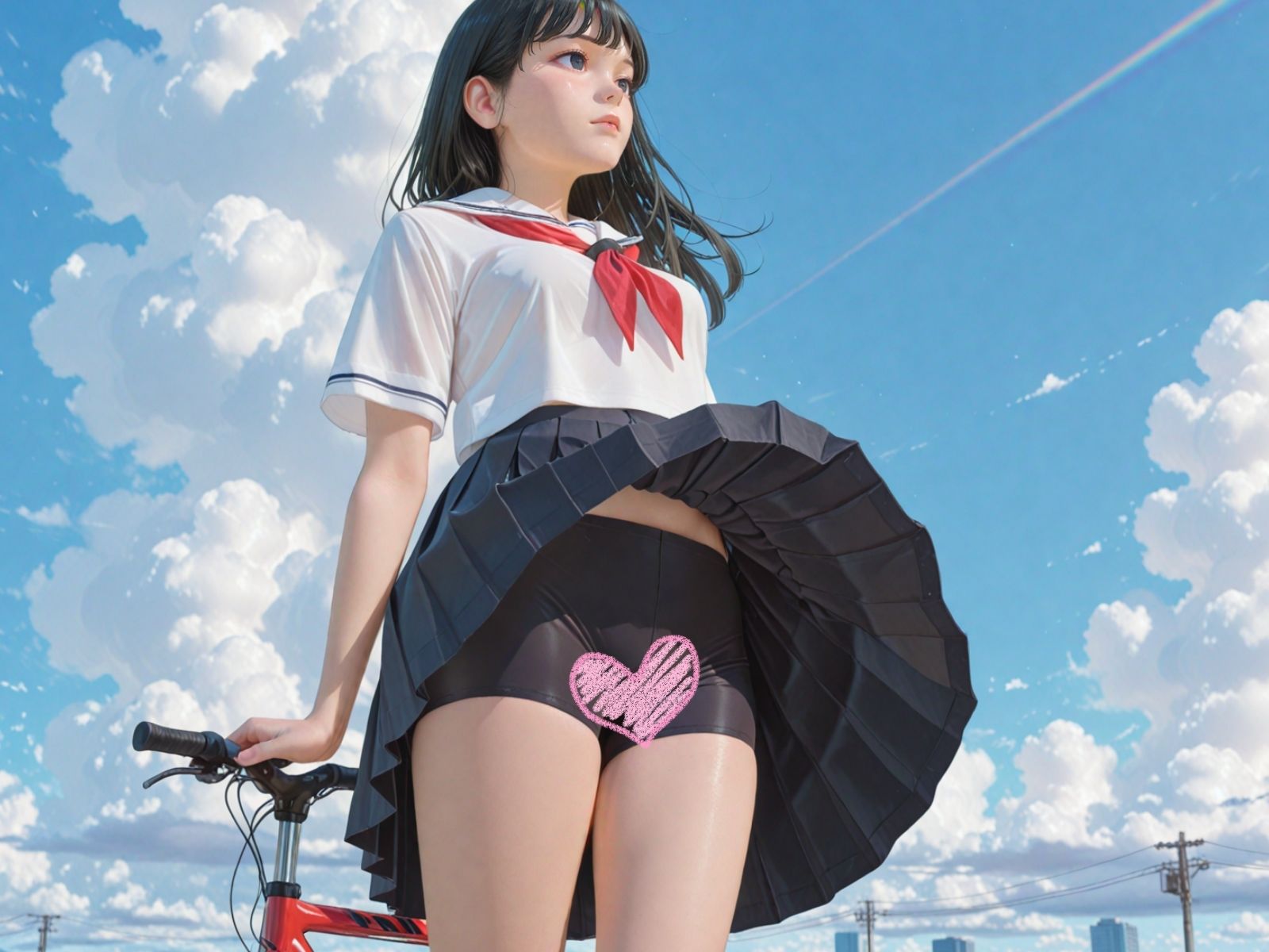 自転車女子校生 食い込み パンチラ - サンプル画像 3