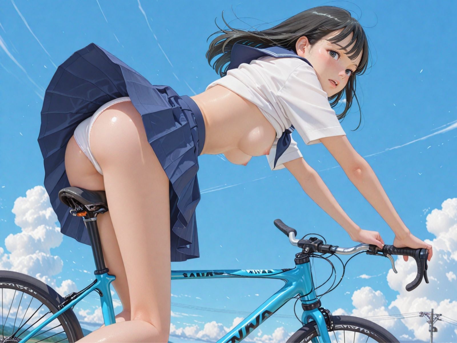 自転車女子校生 食い込み パンチラ - サンプル画像 8
