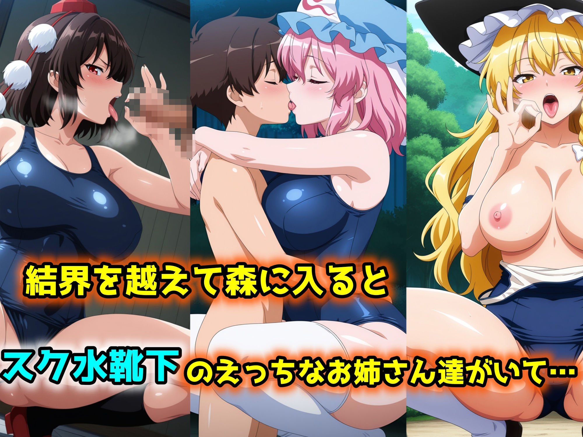 東方スク水靴下おねしょた野外ぶっかけ幻想郷 - サンプル画像 1