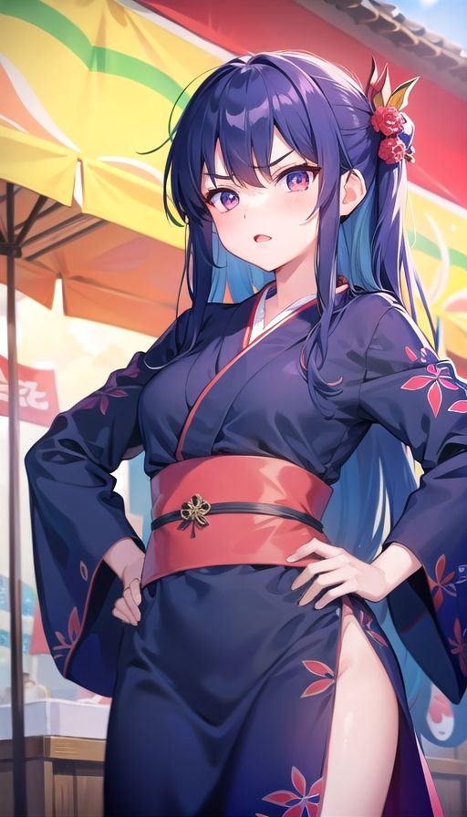 青髪ツンデレ夏祭り - サンプル画像 1
