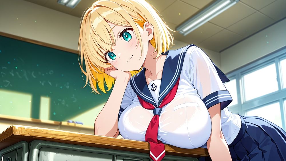 巨乳金髪紫髪水泳美少女が顧問と濡れたプールで種付け交尾【4K】 - サンプル画像 2