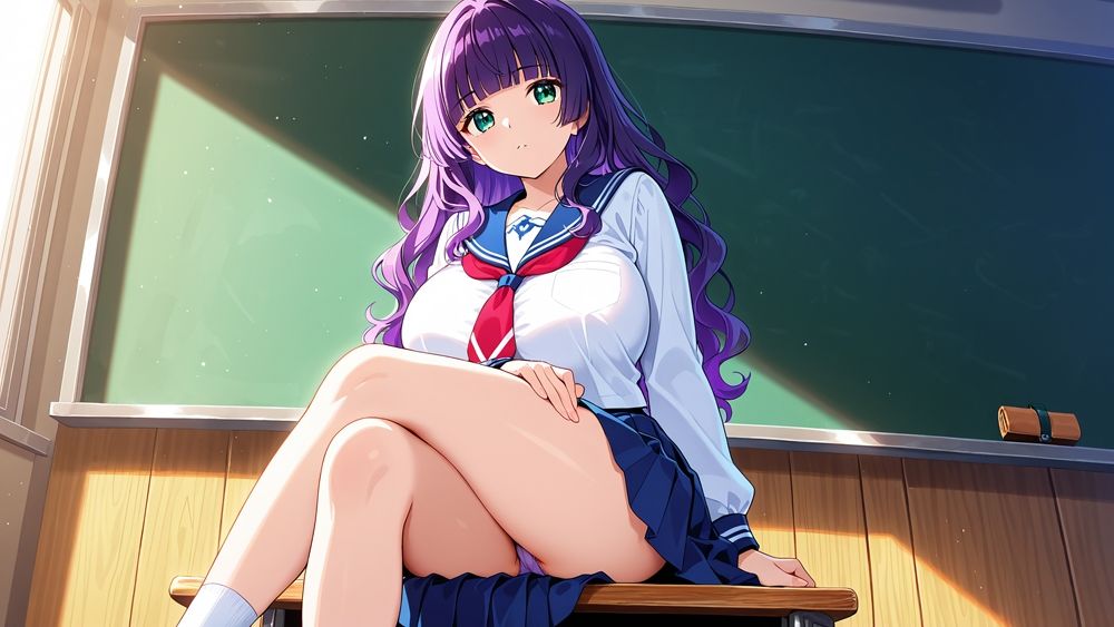 巨乳金髪紫髪水泳美少女が顧問と濡れたプールで種付け交尾【4K】 - サンプル画像 3