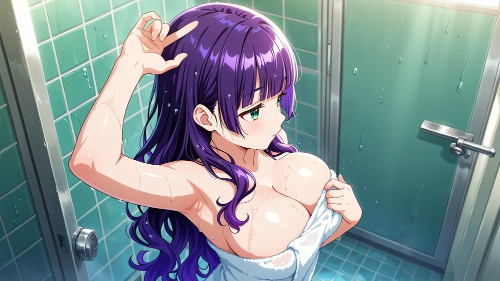 巨乳金髪紫髪水泳美少女が顧問と濡れたプールで種付け交尾【4K】 - サンプル画像 9