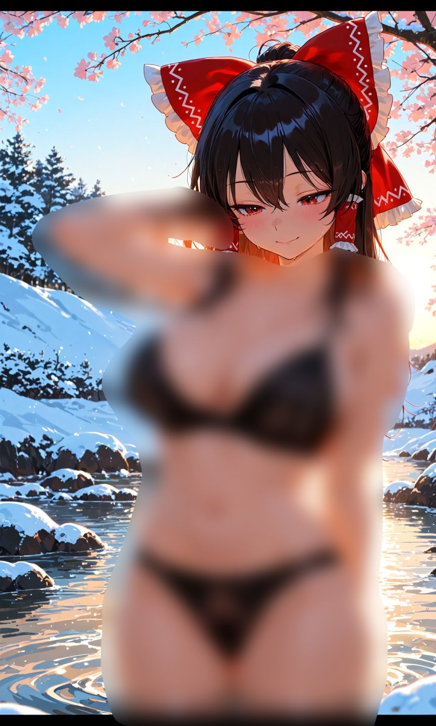 霊夢ちゃんのえっちな写真集vol.22〜春の雪の朝の川編〜 - サンプル画像 3