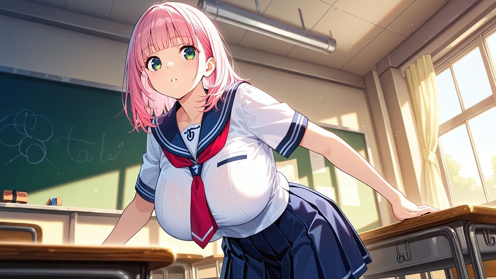 ピンク×赤髪爆乳スク水姉妹が顧問と放課後中出し濡れ透け特訓【4K】 - サンプル画像 2