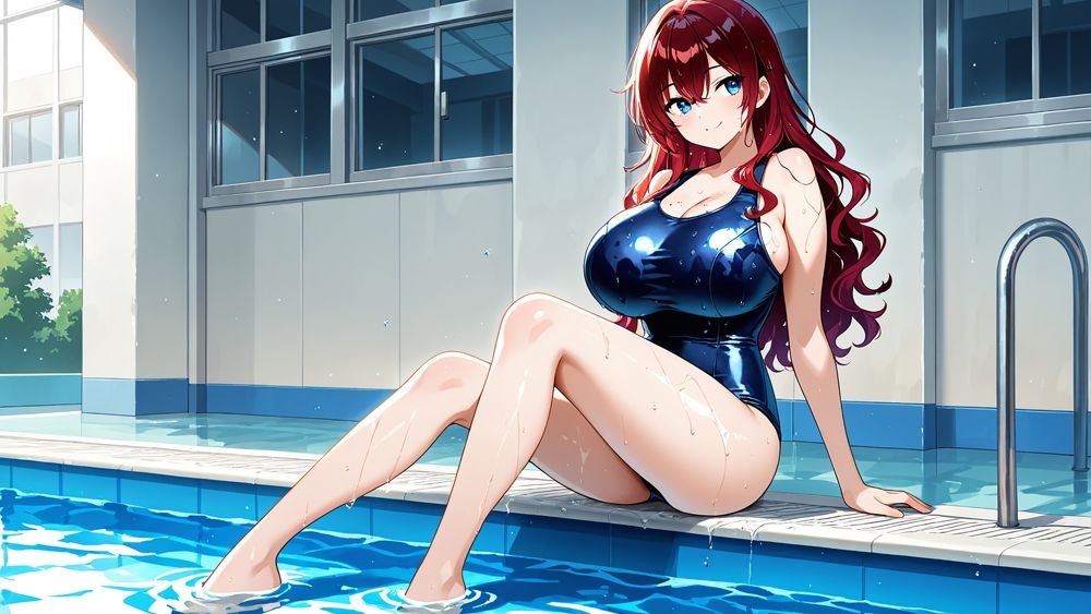 ピンク×赤髪爆乳スク水姉妹が顧問と放課後中出し濡れ透け特訓【4K】 - サンプル画像 5