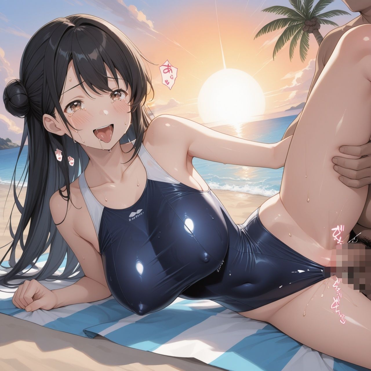 修学旅行でキモオジ先生のパコパコ性指導 ビーチ編 - サンプル画像 2