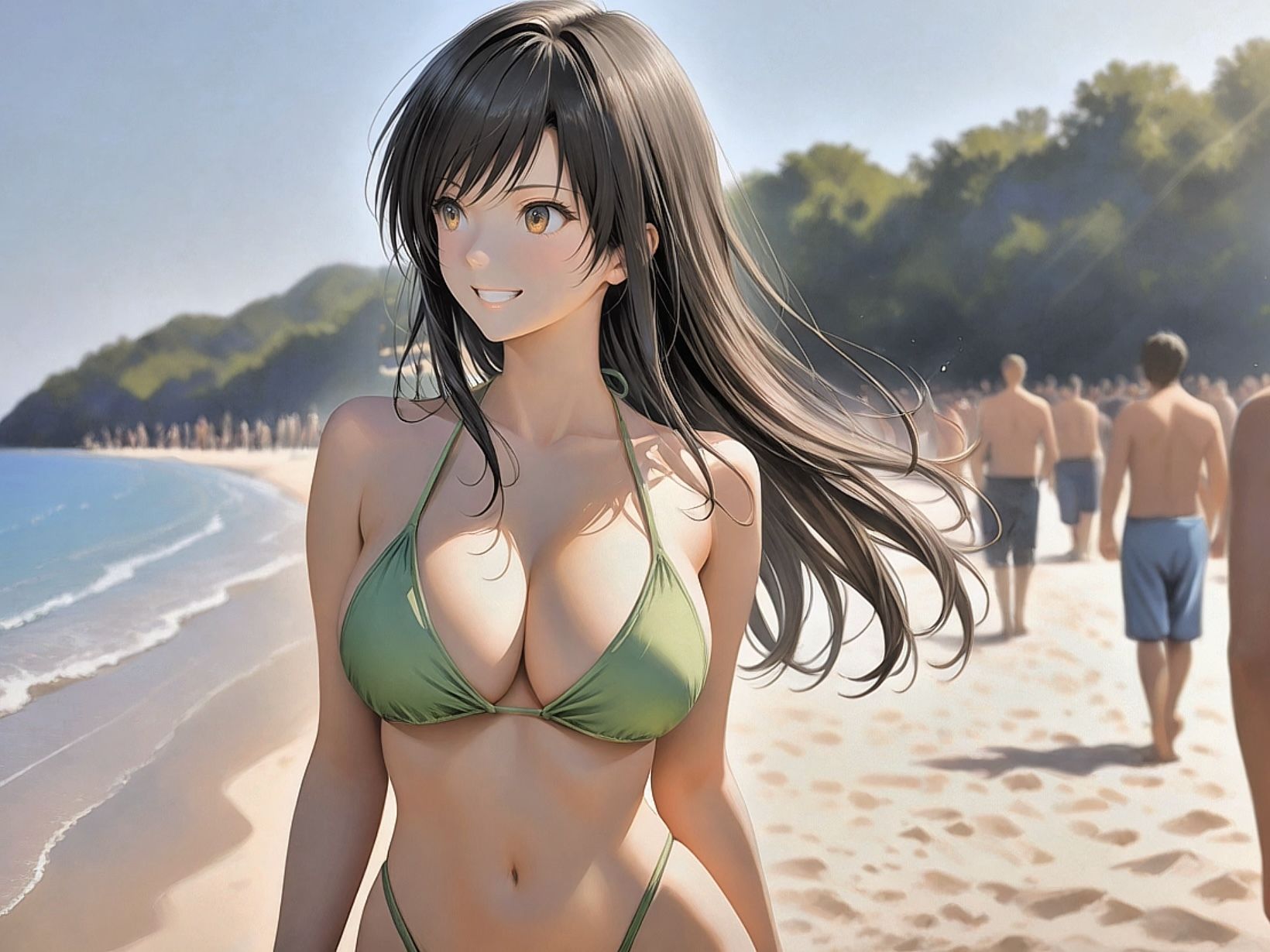 催●アプリでヒロインを好き放題〜ビーチで乱れまくる古手川唯〜 - サンプル画像 2