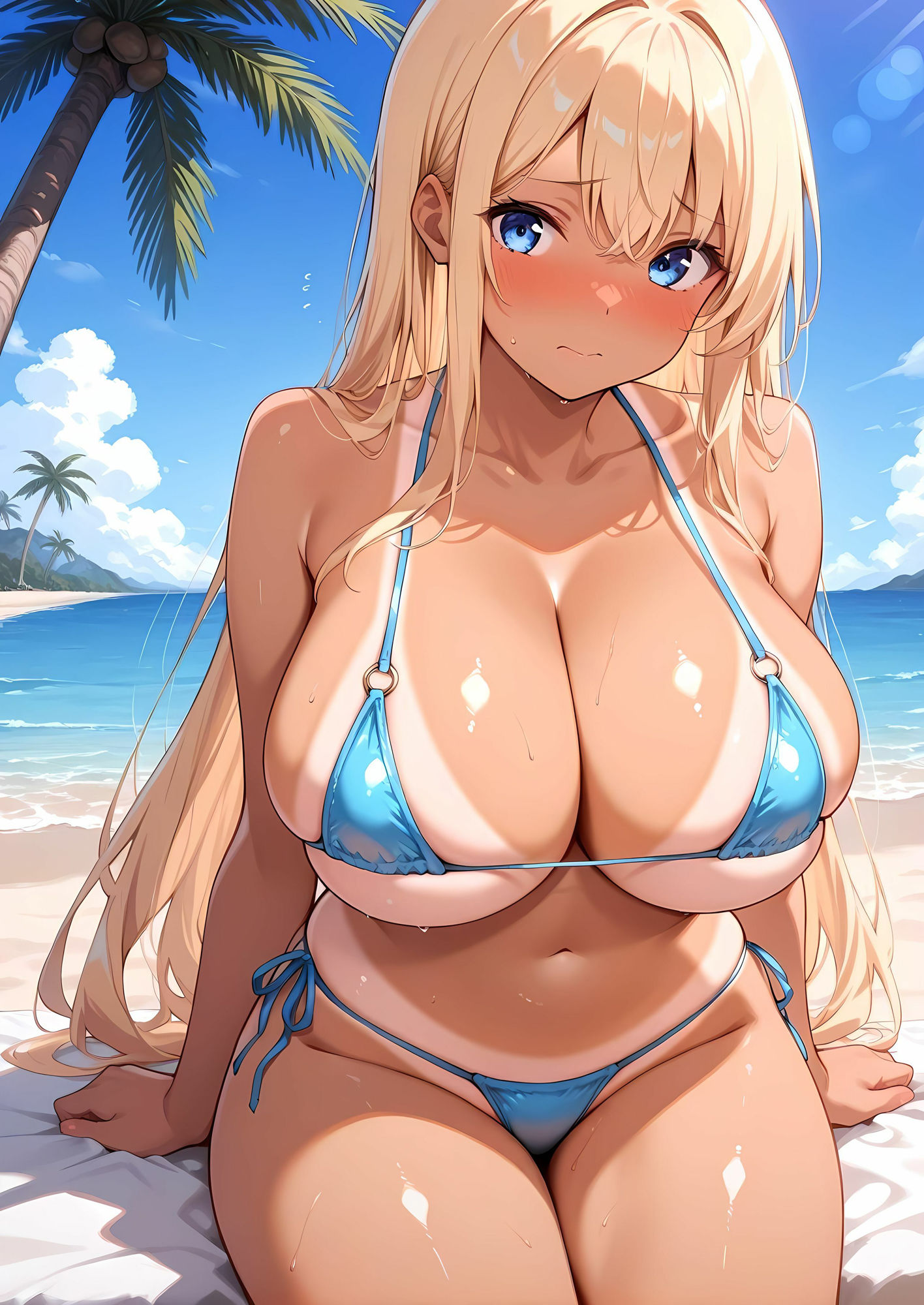 巨乳ギャルのビーチハント - サンプル画像 1