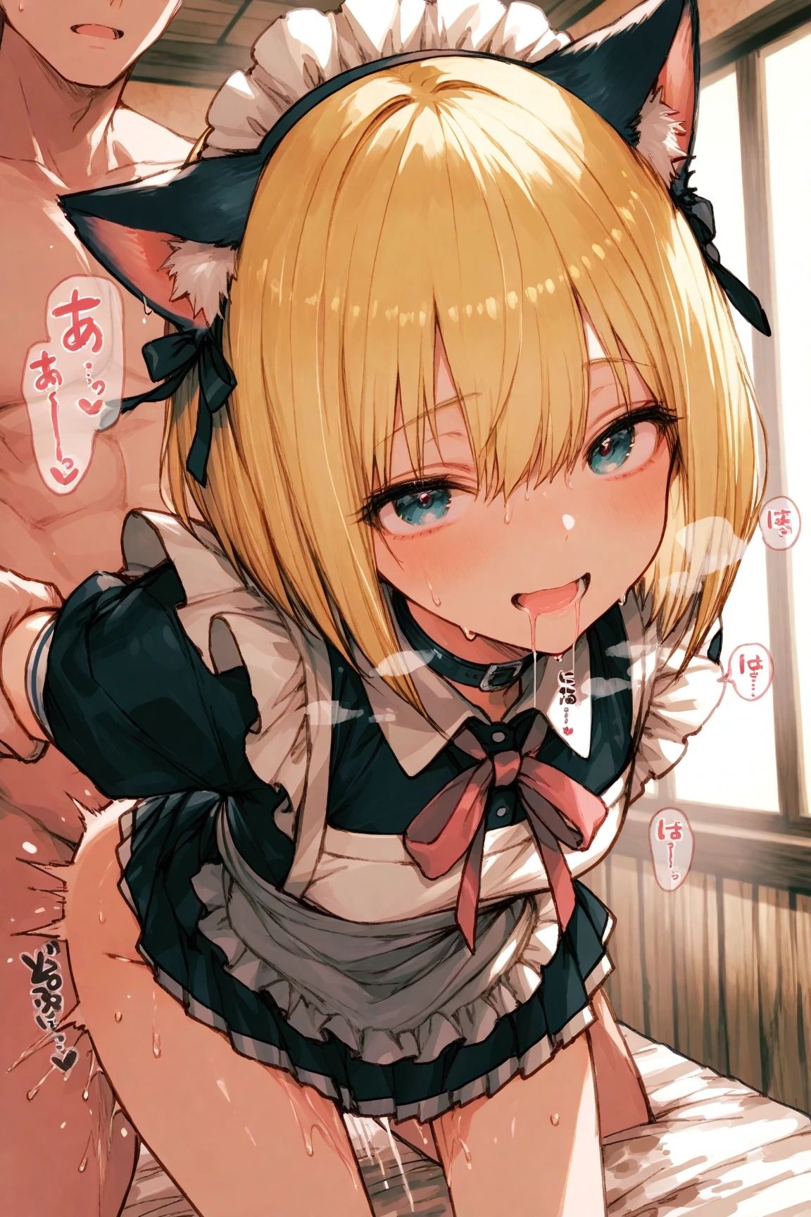 ボブショートの美少女猫耳メイドを後ろから・・・ - サンプル画像 4