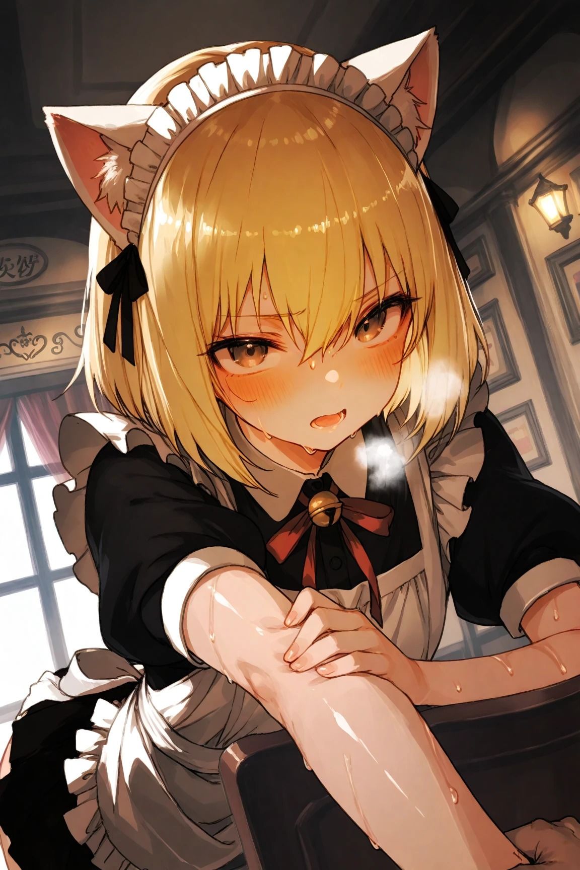 ボブショートの美少女猫耳メイドを後ろから・・・ - サンプル画像 5