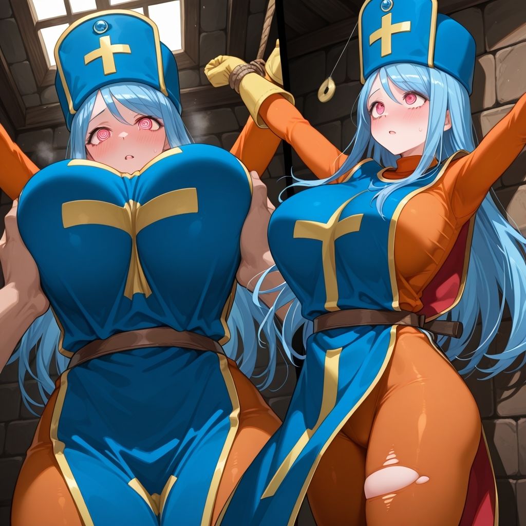 フェチコレ総集編 敗北して捕らえられ、拘束・十字架磔されて弄ばれる女勇者パーティー（勇者・戦士・賢者・僧侶）【総枚数1，000枚】 - サンプル画像 7