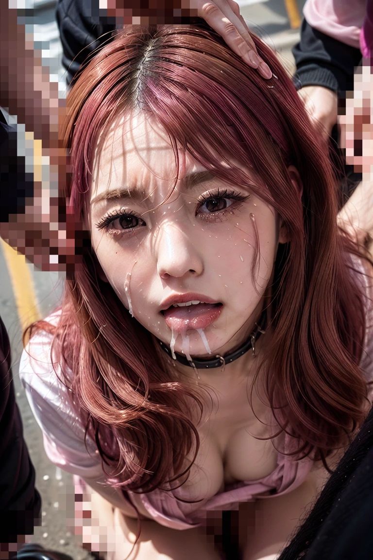 「ペ○スに囲まれるピンク髪美女」 - サンプル画像 5