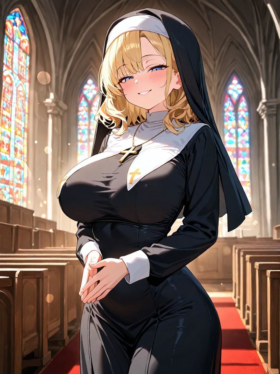 爆乳淫乱シスター肉棒堕ち - サンプル画像 1