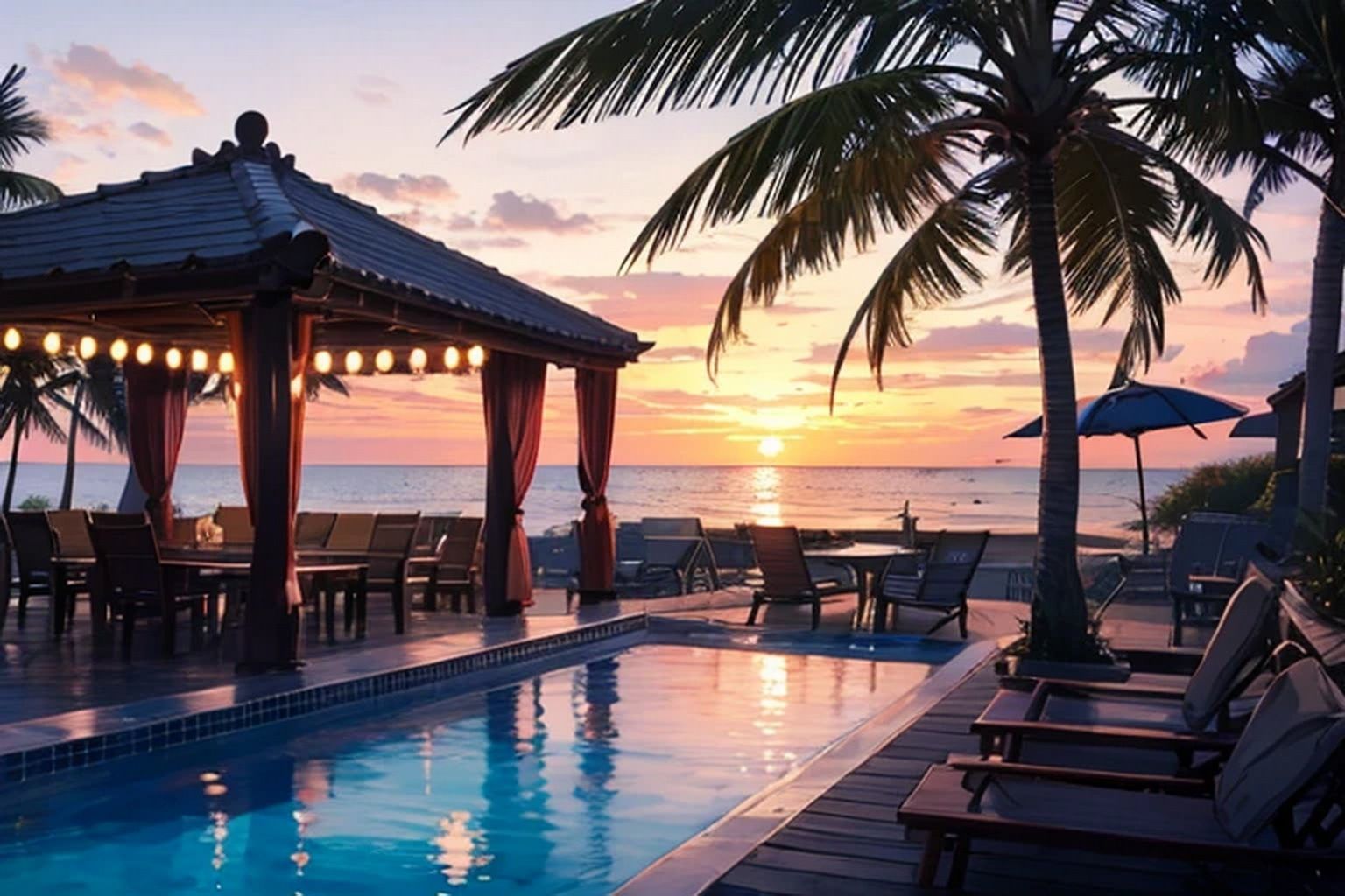 ビーチリゾート  背景素材 - サンプル画像 1