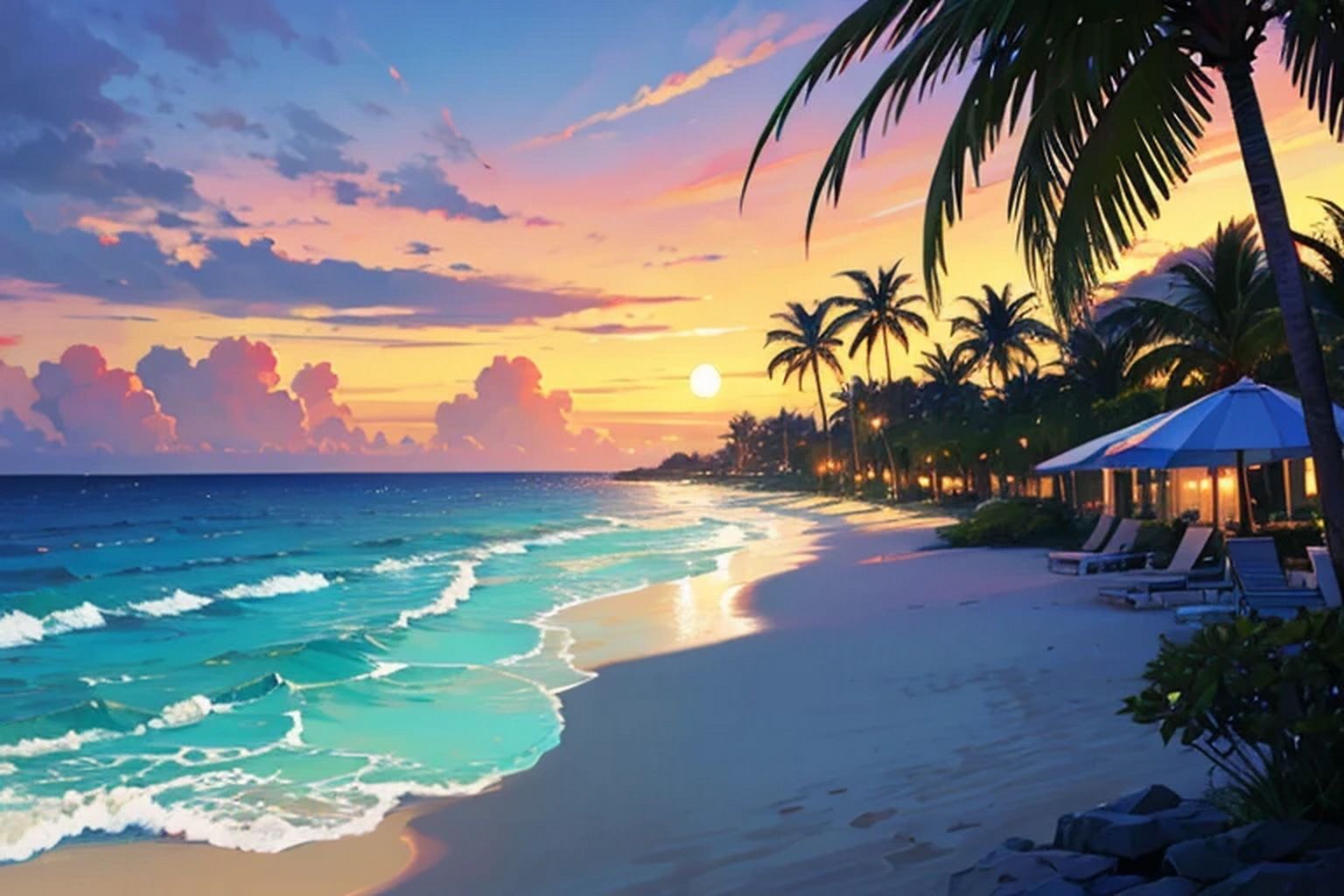 ビーチリゾート  背景素材 - サンプル画像 2