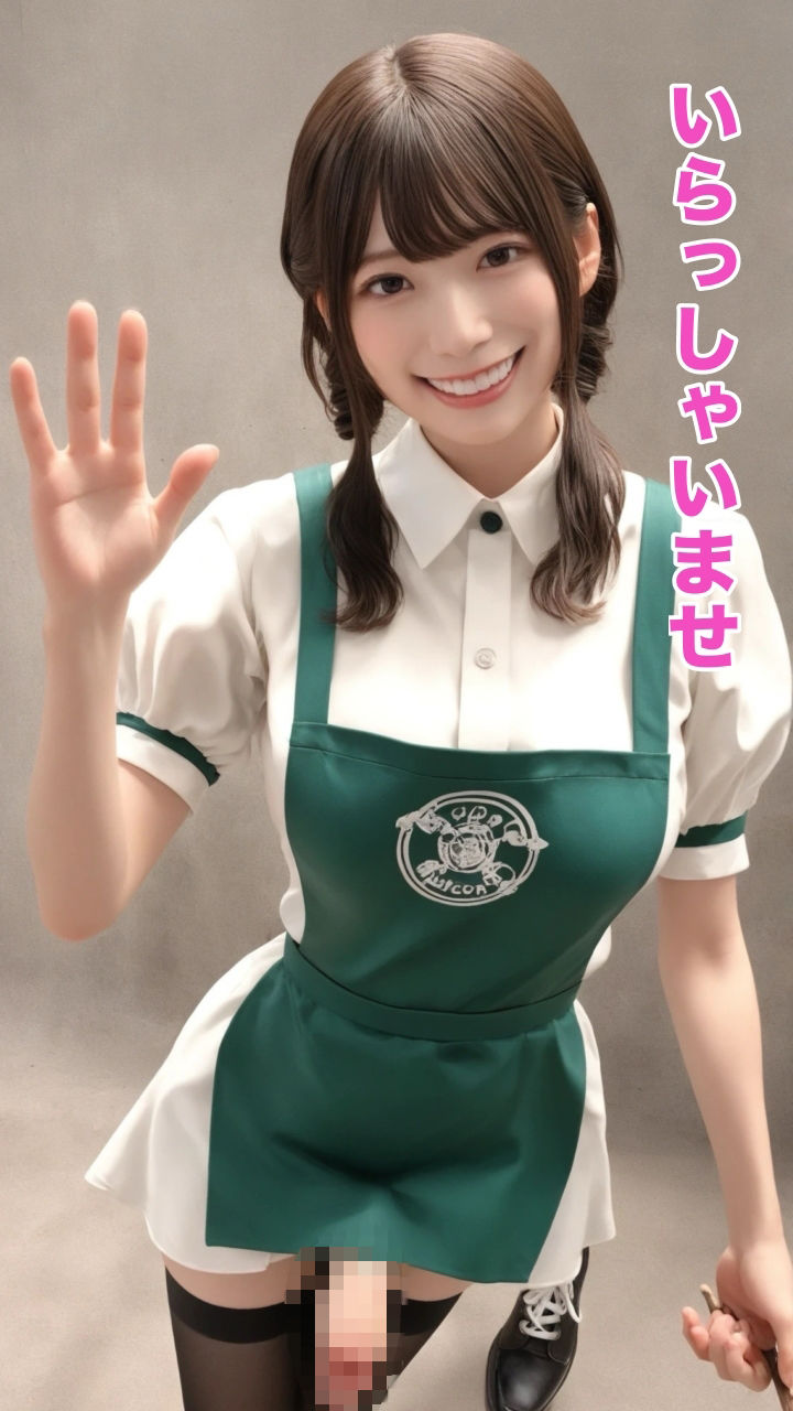 容器放尿  第二弾〈ふたなりカフェ店員さん〉 - サンプル画像 1