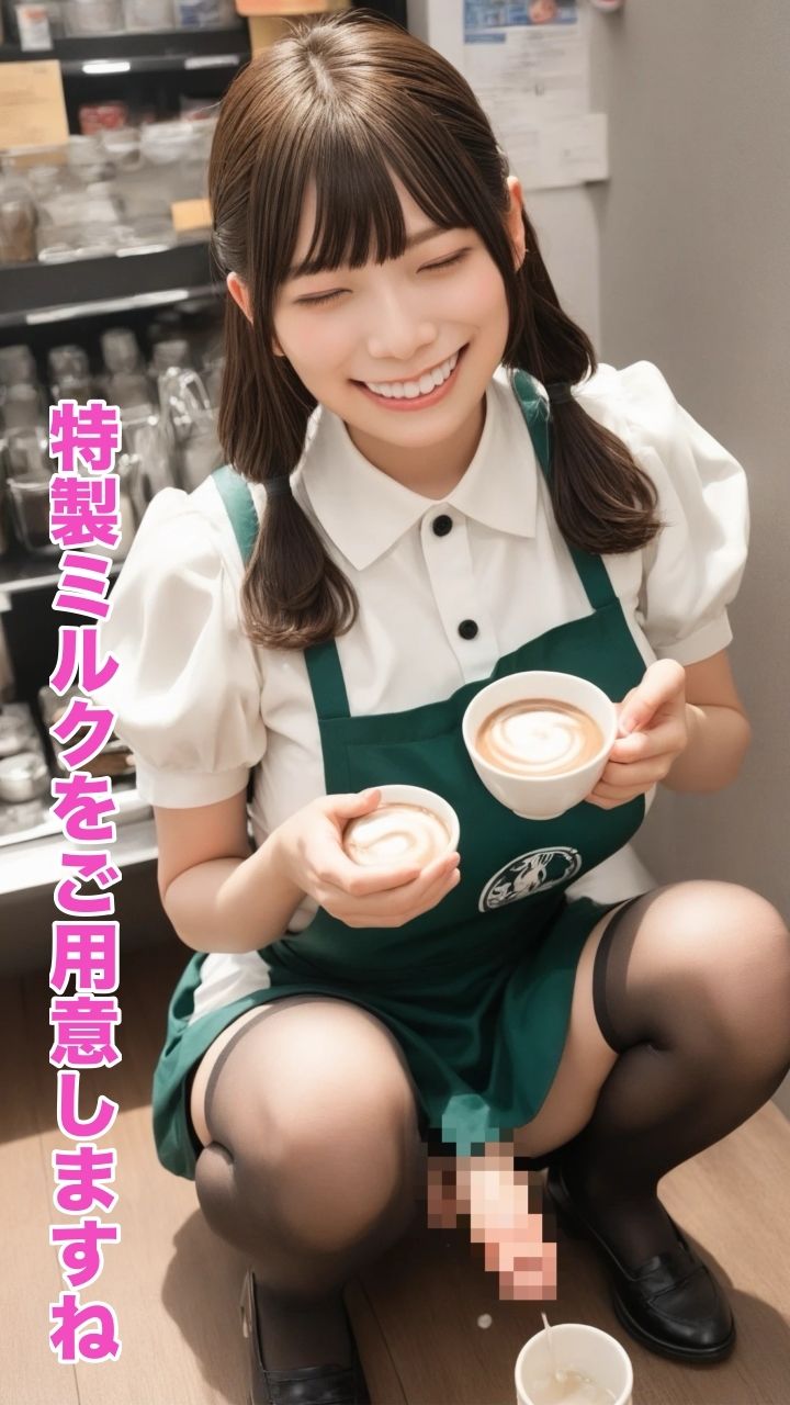 容器放尿  第二弾〈ふたなりカフェ店員さん〉 - サンプル画像 3
