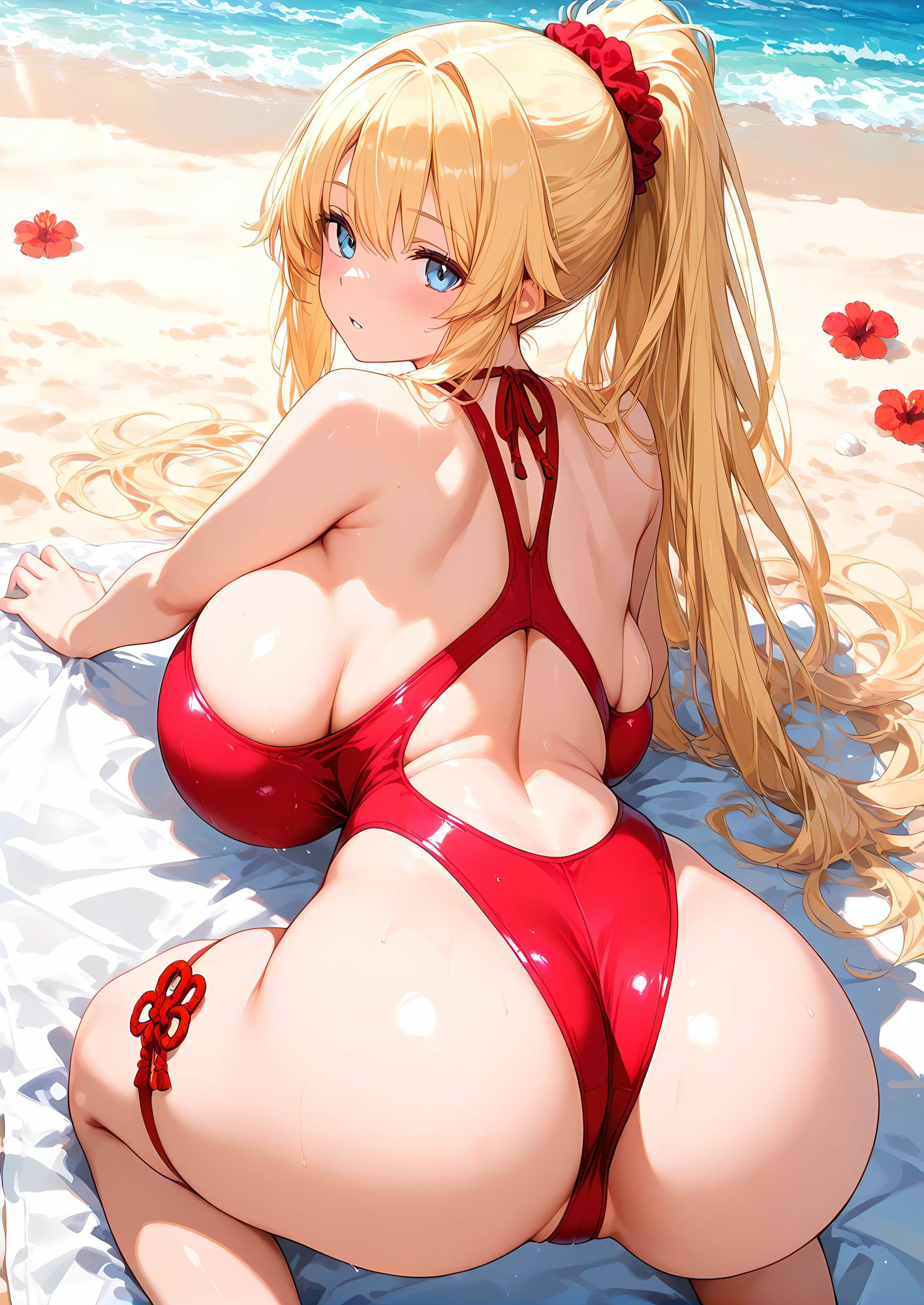 爆乳水着と真夏の誘惑 - サンプル画像 1