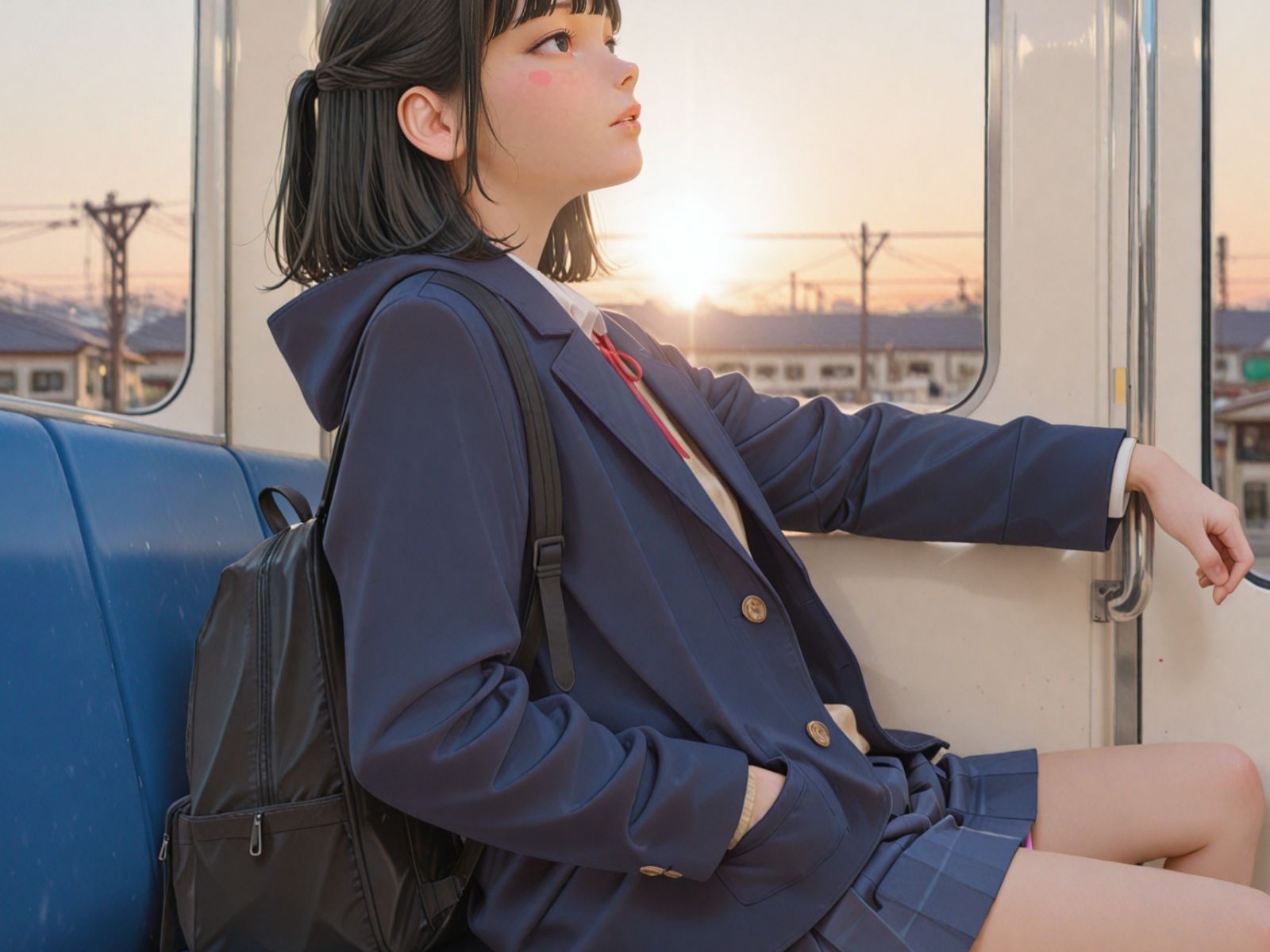 電車露出女子校生 - サンプル画像 2