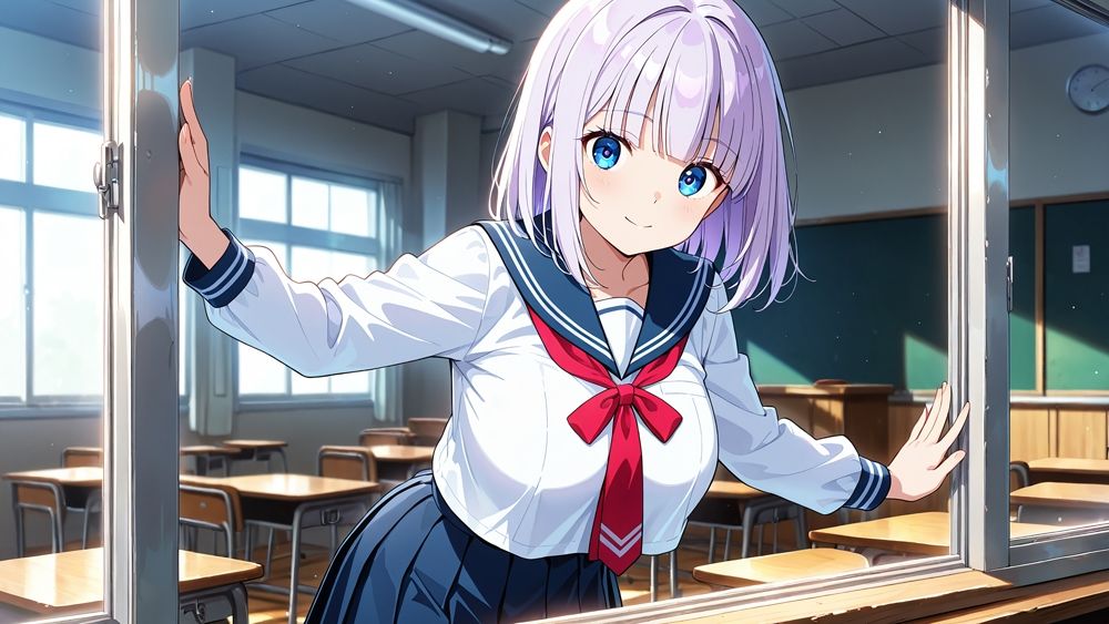 爆乳スク水美少女2人と教師の蜜月プールタイム【4K】 - サンプル画像 2