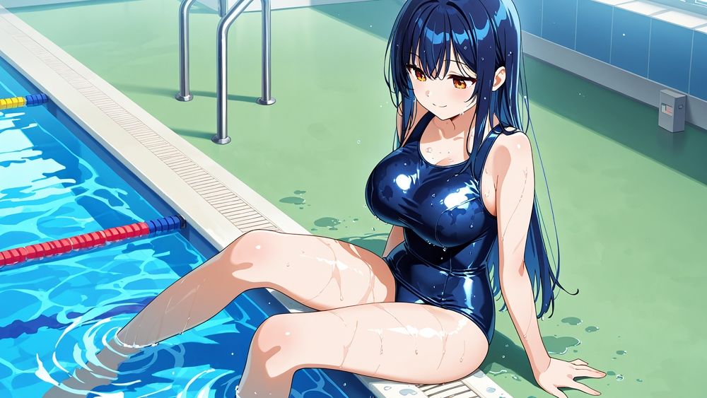 爆乳スク水美少女2人と教師の蜜月プールタイム【4K】 - サンプル画像 5