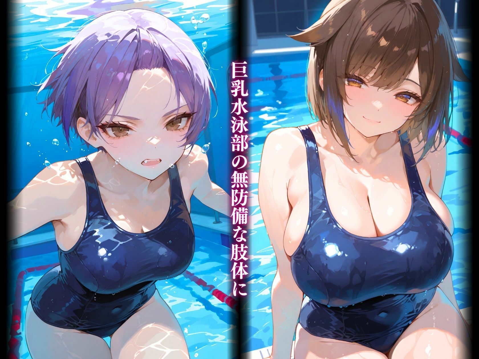 巨乳水泳部に迫る顧問の魔の手 - サンプル画像 1