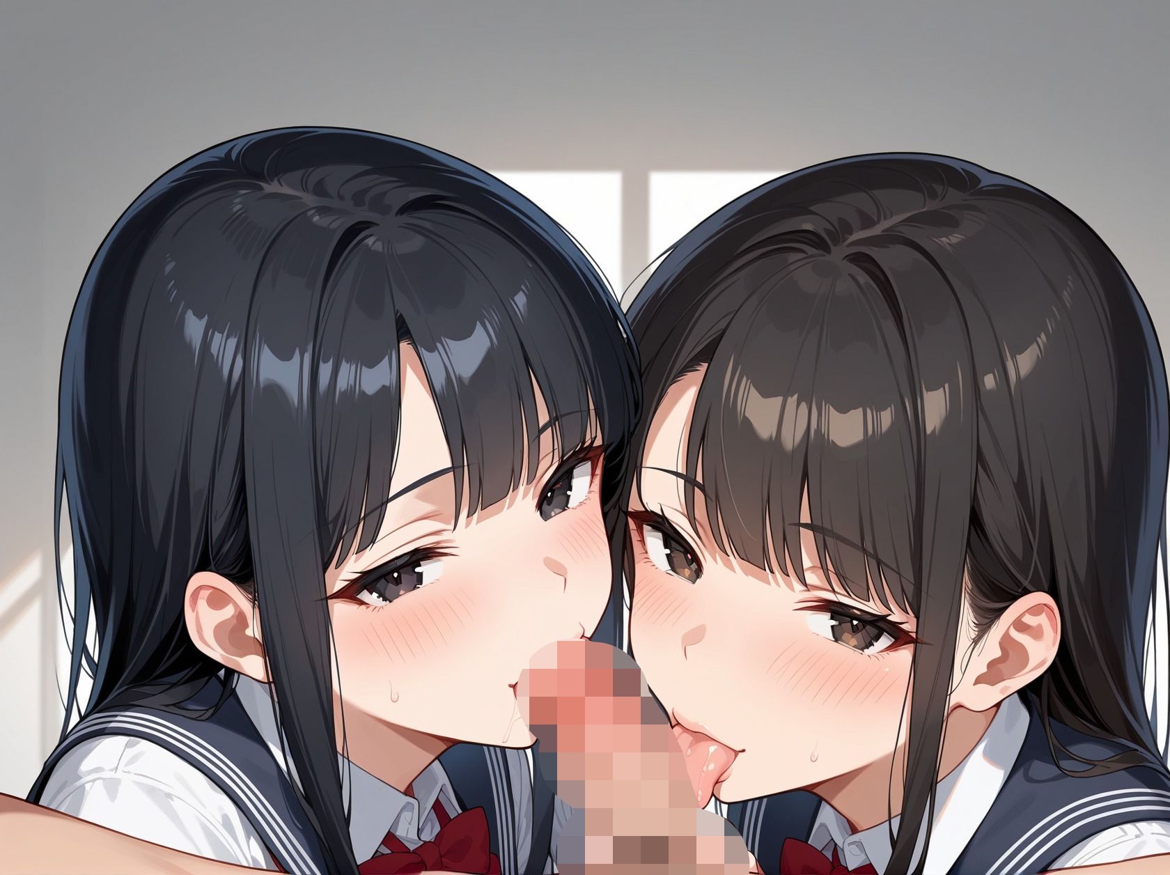 巨乳女子校生ご奉仕フ◯ラチオ  萌える制服姿  ブルマで感じちゃう（はーと） - サンプル画像 4